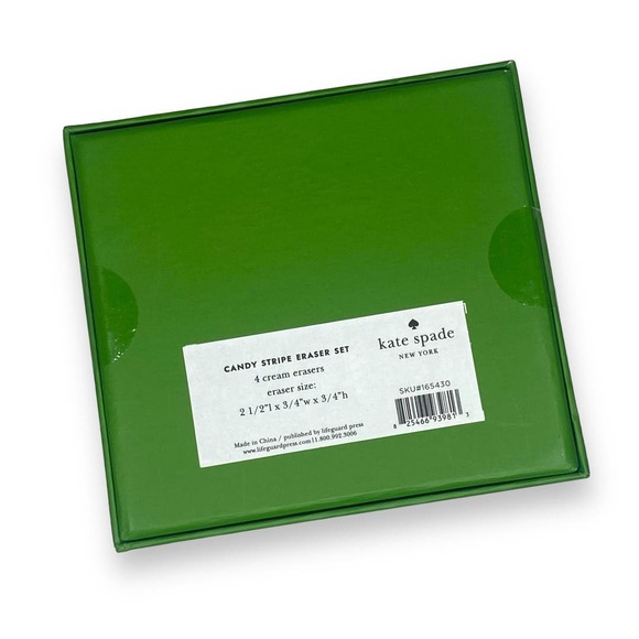 NWT Kate Spade Four White Adventure Stripe Eraser Set - Picture 6 of 6